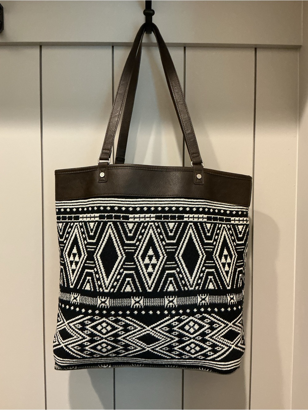 🖤 Thirty-One Jewell Collection Black & Ivory Boho Geometric Tote Bag - Picture 3 of 10
